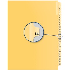 Davis Group Index Divider - 1/25 - Digit - 14 - 8.50" (215.90 mm) Divider Width x 11" (279.40 mm) Divider Length - Buff Divider - 25 / Pack