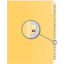 Davis Group Index Divider - 1/25 - Digit - 43 - 8.50" (215.90 mm) Divider Width x 11" (279.40 mm) Divider Length - Buff Divider - 25 / Pack