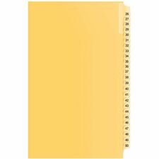 Davis Index Divider - 1/25 - Digit - 26 to 50 - 14" Divider Width x 8.50" Divider Length - Buff Divider - 1 Each