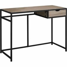 Monarch Specialties Computer Desk - 42"l / Dark Taupe / Black Metal - Laminated Rectangle, Dark Taupe Top - Black Four Leg Base - Contemporary/Modern Style - 1 Drawers - 4 Legs - 70 lb (31.75 kg) Capacity - 42.2" (1071.88 mm) Table Top Length x 20" (508 mm) Table Top Depth - 30" (762 mm) Height - Computer, Storage, Laptop, Supplies, Writing, Home Office, Living Room, Bedroom, Office - Assembly Required - Dark Taupe, Laminated - MDF, Metal, Rubberwood - Medium Density Fiberboard (MDF), Rubbe
