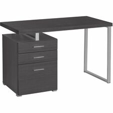 Monarch Specialties Computer Desk - 48"L / Grey Left Or Right Facing - Gray Laminate Rectangle Top - Gray, Silver Base - Contemporary/Modern Style - 3 Drawers - 6 Legs - 90 lb (40.82 kg) Capacity - 47.2" (1198.88 mm) Table Top Length x 23.7" (601.98 mm) Table Top Depth - 30" (762 mm) Height - Computer, Storage, Home Office, Office, Writing, Laptop, File, Room - Assembly Required - Gray, Laminated - Particleboard, Laminate, MDF, Metal, Rubberwood - Metal Base Material - 1 Each