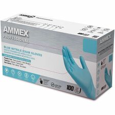 Ammex Professional Blue Nitrile PF Exam MD Gloves