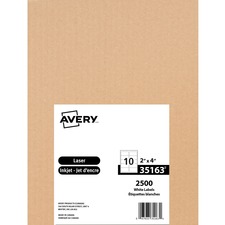 Avery® White Shipping Labels - 4" Height x 2" Width - Permanent Adhesive - Rectangle - Laser, Inkjet - White - Paper - 10 / Sheet - 2500 / Pack - Jam-free, Smudge-free