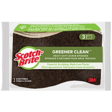 Scotch-Brite Greener Clean Scrub Sponge - Clean - 3/Pack - Brown