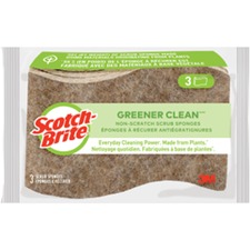 Scotch-Brite Greener Clean Scrub Sponge - 3Pack - Fiber - Beige
