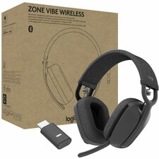 Logitech Zone Vibe Wireless - Stereo - USB Type C - Wireless - Bluetooth - 98.4 ft (30 m) - 20 Hz to 20 kHz - Over-the-ear - Binaural - Ear-cup - Omni-directional, Directional, MEMS Technology, Noise Cancelling Microphone - Noise Canceling - Graphite