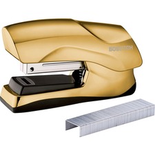 Bostitch Flat Clinch Stapler, 40 Sheets, Gold - Staples Upto 40 Sheet - Holds Upto 105 Staple - Half Strip - Metallic Gold