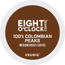 Eight O'Clock® K-Cup Colombian Peaks Coffee - Compatible with Keurig Brewer - Medium - 24 / Box