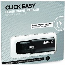 EMTEC Click Easy 3.2 USB Flash Drives - 512 GB - USB 3.2 (Gen 2) - 20 MB/s Read Speed - 10 MB/s Write Speed - Black - 1 Each