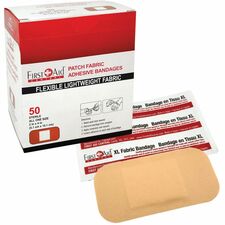 First Aid Central Adhesive Bandage - - 2" (50.80 mm) Width x 4" (101.60 mm) Length - Fabric - 50 / Box