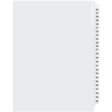 Davis Index Divider - Printed Tab(s) - 1/25 - Digit - 26-50 - 8.50" Divider Width x 11" Divider Length - White Divider - 1 Each
