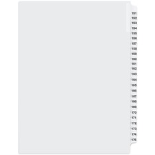 Davis Index Divider - Printed Tab(s) - 1/25 - Digit - 151-175 - 8.50" Divider Width x 11" Divider Length - White Divider - 25 / Pack