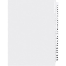 Davis Index Divider - Printed Tab(s) - 1/25 - Digit - 1-25 - 8.50" Divider Width x 11" Divider Length - White Divider - 1 Each