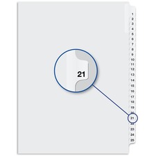 Davis Index Divider - Printed Tab(s) - 1/25 - Digit - 21 - 8.50" Divider Width x 11" Divider Length - White Divider - 25 / Pack