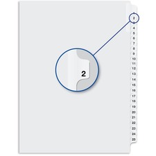 Davis Index Divider - Printed Tab(s) - 1/25 - Digit - 2 - 8.50" Divider Width x 11" Divider Length - White Divider - 25 / Pack