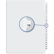 Davis Index Divider - Printed Tab(s) - 1/25 - Digit - 13 - 8.50" Divider Width x 11" Divider Length - White Divider - 25 / Pack