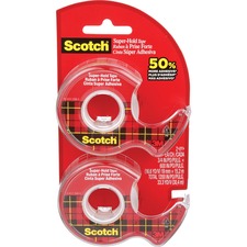 Scotch Invisible Tape - 16.6 yd (15.2 m) Length x 0.75" (19 mm) Width - Transparent - Dispenser Included - Handheld Dispenser - 2 / Pack