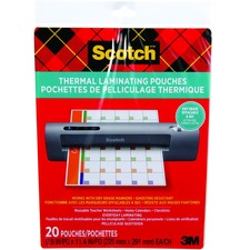 Scotch Laminating Pouch - Laminating Pouch/Sheet Size: 8.90" (226.06 mm) Width x 11.40" (289.56 mm) Length - for Document, Sign, Flyer, Schedule, Certificate, To-do List - Photo-safe, Dry Erase Friendly - 20 / Pack
