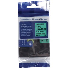 Premium Tape TZ Label Tape - x 1" (25.40 mm) Width x 26 ft (7.9 m) Length - Rectangle - Black on Green - Laminated