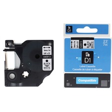 Premium Tape D1 Label Tape - 3/8" (9.52 mm) Width x 23" (584.20 mm) Length - Rectangle - Black on White