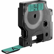 Dymo D1 Gloss Tape Cassette - 15/32" (12 mm) Width - Rectangle - Thermal Transfer - Glossy - Green, Black - Residue-free - 1 Each