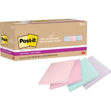 Post-it® Super Sticky Adhesive Note - 3" x 3" - Square - 70 Sheets per Pad - Plain - Wanderlust Pastels - Repositionable, Recyclable - 24 / Pack - Recycled