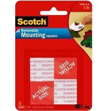 3M Scotch Wall Mounting Tabs - 1" (25.4 mm) Length x 1" (25.4 mm) Width - 1 Pack
