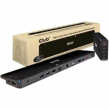 Club 3D Docking Station - USB 3.2 (Gen 1) Type C - 3.0 Displays Supported - 4K, WUXGA - 3840 x 2160, 1920 x 1200 - 1 x USB Ports - 1.0 x USB Type-C Ports - USB Type-C - HDMI - VGA - Black - Wired