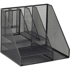 Merangue Giant Desktop Mesh Organizer - 2 Compartment(s) - 4 Shelf(ves) - 13.5" Height x 11.5" Width x 11.5" Depth - Black - Mesh - 1 Each