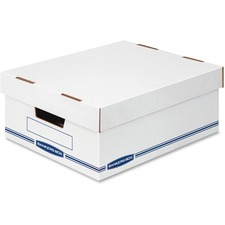 Bankers Box Organizers Storage Boxes - External Dimensions: 16.5" Depth x 6.5" Height - Medium Duty - Single/Double Wall - Stackable - White, Blue - For Storage - Recycled - 1 Each