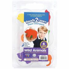 Ready 2 Learn Giant Stampers - Wild Animals - Stamping - 1.90" (48.26 mm)Height x 3" (76.20 mm)Diameter - 6 / Set