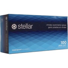 Stellar Vitridex Examination Gloves - Large Size - For Right/Left Hand - Polyvinyl Chloride (PVC), Nitrile - Blue - Non-sterile - For Examination, Dental, Veterinary, Laboratory, Food Service, Emergency Medical Service (EMS), Tattoo Studio, Beauty Salon, Cosmetology, Healthcare Working - 100 / Box - 4 mil (0.10 mm) Thickness - 9.50" (241.30 mm) Glove Length