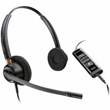 Poly Encore Pro 525 Headset - Microsoft Teams Certification - Stereo - USB Type A - Wired - Over-the-head, On-ear - Binaural - Supra-aural - 6.8 ft (2.09 m) Cable - Noise Cancelling, Omni-directional Microphone - Noise Canceling - Black