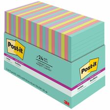 Post-it Super Sticky Notes, Supernova Neons Collection, 4 in. x 6 in., 24 Pads/Pack - 4" x 6" - 45 Sheets per Pad - Blue, Green, Lilac, Pink, Aqua Splash, Acid Lime, Guava, Iris Infusion - Super Sticky, Recyclable, Adhesive - 24 / Pack