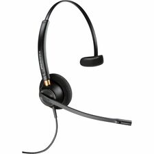 Poly EncorePro 510 with Quick Disconnect Monoaural Headset TAA - Mono - Mini-phone (3.5mm) - Wired - 20 Hz to 10 kHz - Over-the-head, On-ear - Monaural - Supra-aural - 2.6 ft (0.78 m) Cable - Noise Cancelling, Omni-directional Microphone - Noise Canceling - Black