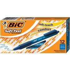 BIC Soft Feel Blue Retractable Ballpoint Pens, Medium Point (1.0 mm), 12-Count Pack, Blue Pens With Soft-Touch Comfort Grip - Medium Pen Point - 1 mm Pen Point Size - Retractable - Blue - 1 Dozen