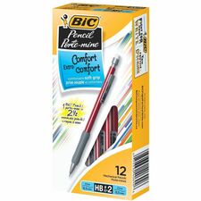 BIC Pencil Extra Comfort Mechanical Pencil, Medium Point (0.7 mm), Black, Soft Grip For Comfort & Added Control, 12-Count - #2 Lead - 0.5 mm Lead Diameter - Fine Point - Black Lead - Assorted Barrel - 12 / Dozen
