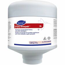 Suma DiverpakTM/MC P6 - For Dishwasher, Dish - Concentrate - Powder, Capsule - 9 lb (4082.33 g) - 13 to 99 pH - Odorless, Kosher, Heavy Duty, Fragrance-free - White - 4 / Unit