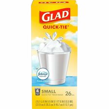 Quick-Tie OdorShield Drawstring Trash Bags, 4 gal, Small, Yellow, 26/Pack