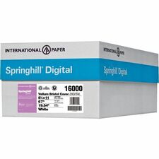 Springhill Vellum Bristol Cover White 250 sheets/pkg - 92 Brightness - Letter - 8 1/2" (215.90 mm) x 11" (279.40 mm) - 67 lb (30390.69 g) Basis Weight - Vellum, Soft Toothy - Sustainable Forestry Initiative (SFI) - White - 250 / Pack