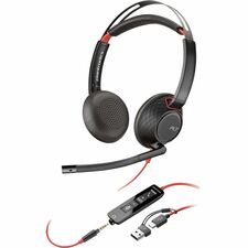 Poly Blackwire 5220 Headset - Microsoft Teams Certification - Stereo - USB Type C, Mini-phone (3.5mm) - Wired - 32 Ohm - 20 Hz to 20 kHz - On-ear, Over-the-head - Binaural - Supra-aural - 7.1 ft (2.16 m) Cable - Omni-directional, Noise Cancelling Microphone - Noise Canceling - Black