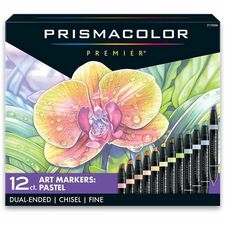Prismacolor Premier Dual-Ended Art Marker Sets, Fine and Chisel Tip - Fine, Chisel Marker Point - Alcohol Based - Art - 12 / Pack