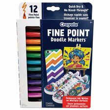 Crayola Doodle Markers - Fine Marker Point - Assorted Ink - 12 / Pack