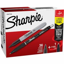 Sharpie Permanent Marker - Fine, Bold Marker Point - 0.7 mm Marker Point Size - Bullet Marker Point Style - Black - Black Barrel - 36 / Box