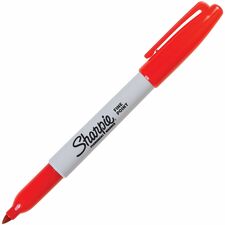 Sharpie Permanent Marker - Bold, Fine Marker Point - Red - 12 / Dozen