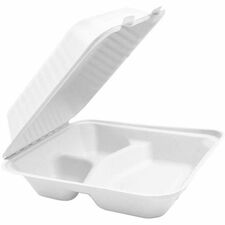 Globe JP905 Storage Ware - Breakroom, Food - Microwave Safe - Oven Safe - White - Bagasse, Sugarcane Fiber Body - Square - 50 / Pack