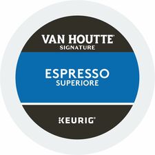 VAN HOUTTE K-Cup Espresso Superiore Dark Roast Signature Coffee - Compatible with Keurig K-Cup Brewer - American, Regular - Dark - K-Cup - Espresso - Kosher - 24 / Box