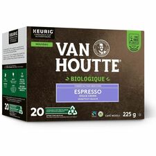 VAN HOUTTE K-Cup Espresso Dolce Crema Organic Fairtrade Medium Roast Coffee - Compatible with Keurig K-Cup Brewer - Medium - K-Cup - Espresso - Organic - 20 / Box
