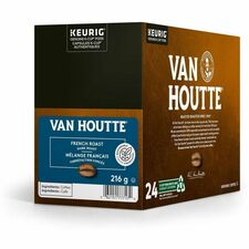 VAN HOUTTE K-Cup French Roast Dark Roast Coffee - Compatible with Keurig K-Cup Brewer - American, Regular - Dark - K-Cup - French Roast - Kosher - Decaffeinated - 24 / Box