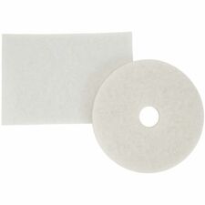 3M White Super Polish Pad 4100 - Round20" (508 mm) Diameter x 1" (25.40 mm) Thickness - Polishing, Buffing, Burnishing, Floor - Wood Floor - 175 rpm to 600 rpm Speed Supported - Washable, Reusable, Textured - Polyester Fiber - White - 5 / Case